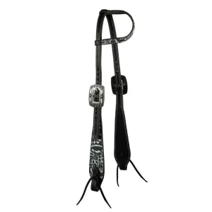 Professionals Choice Black and White Paisley Overlay Single Ear Headstall