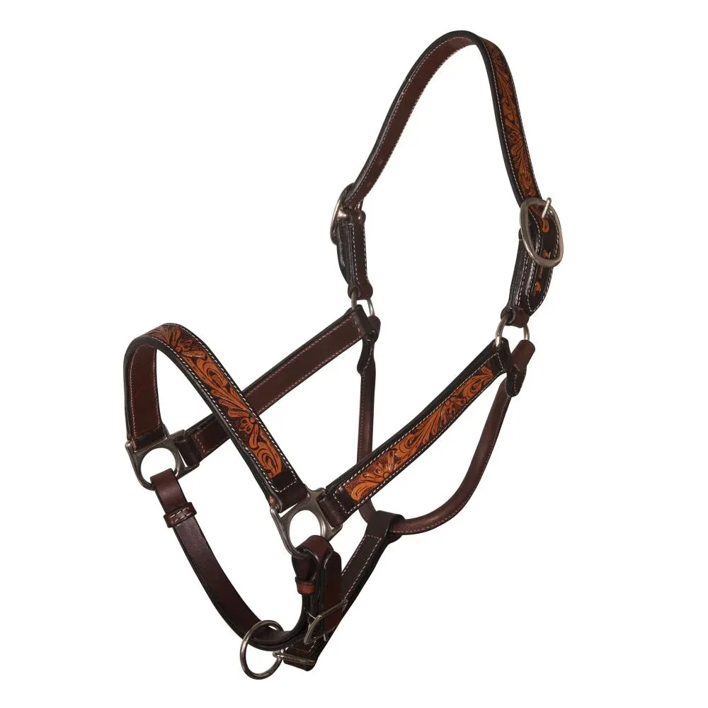 Professionals Choice Black Floral Leather Halter