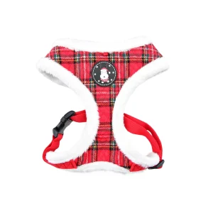 Puppia® Red Plaid Holiday Blitzen Warm & Fuzzy Dog Harness