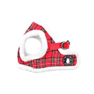 Puppia® Red Plaid Holiday Blitzen Warm & Fuzzy Vest Dog Harness