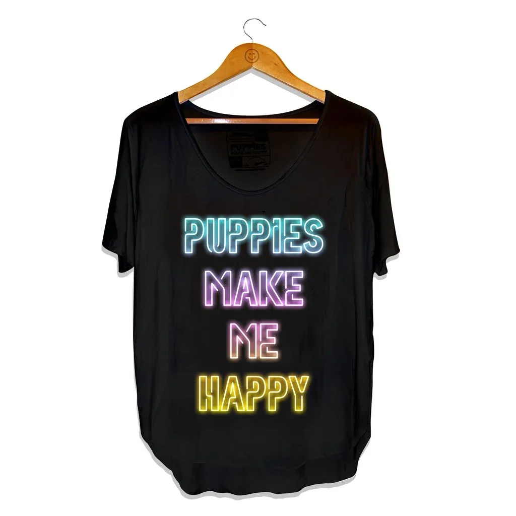 PUPPIES MAKE ME HAPPY | Neon Weekend Tee