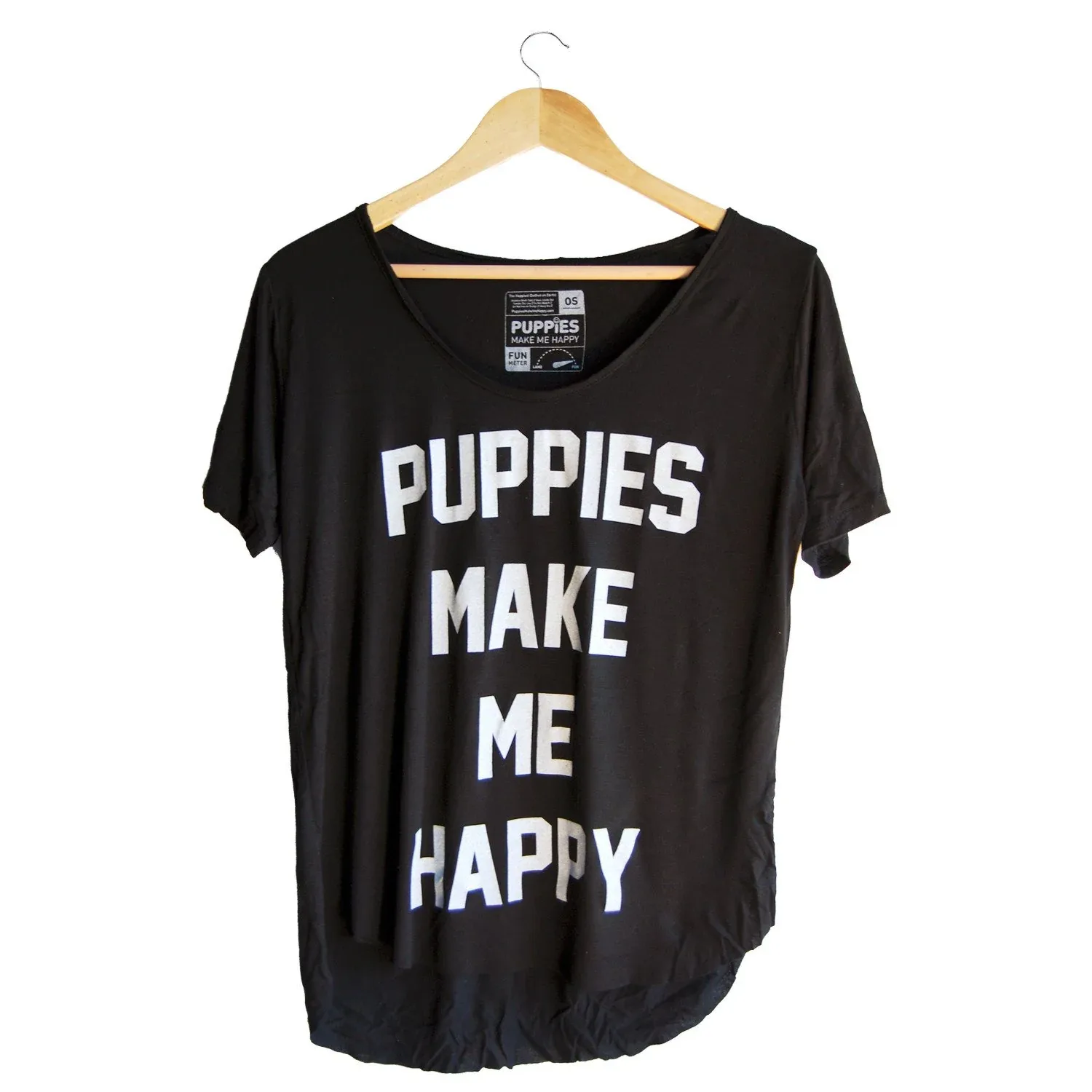PUPPIES MAKE ME HAPPY | Puppies Make Me Happy Weekend Tee in Black