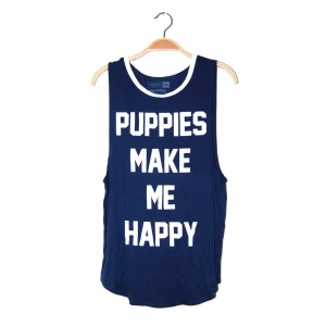PUPPIES MAKE ME HAPPY | Sleeveless Title Tee Midnight