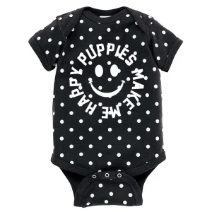 PUPPIES MAKE ME HAPPY | Smiley Polka Dot Onesie