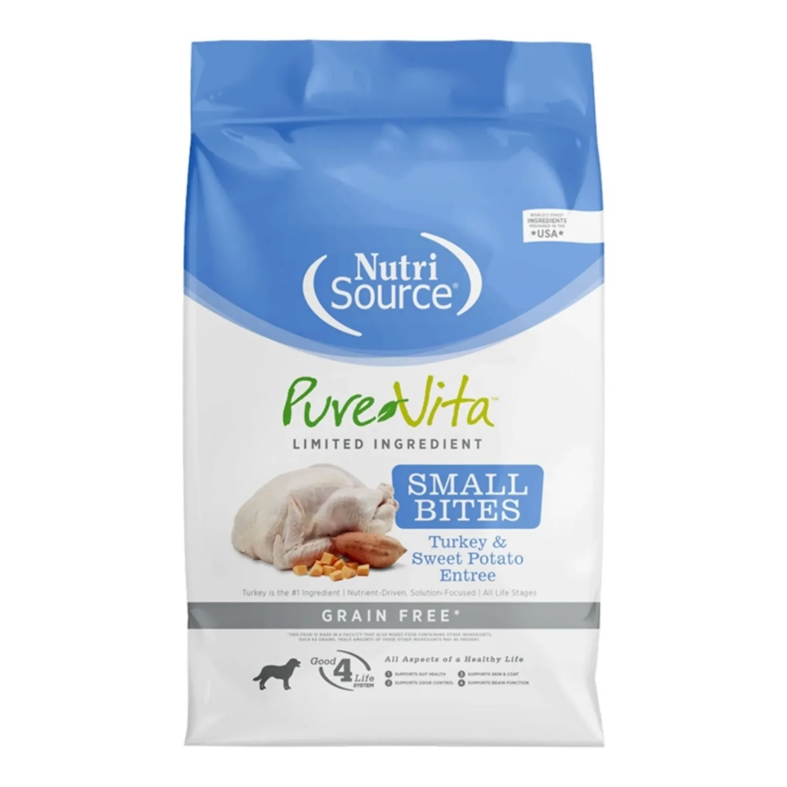 Pure Vita Dog Small Bites Grain-Free Turkey & Sweet Potato, 12 lb