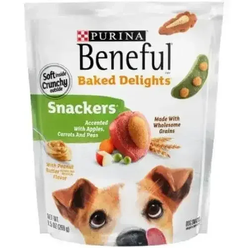Purina Beneful Baked Delights Snackers with Apples, Carrots, Peas & Peanut Butter Dog Treats