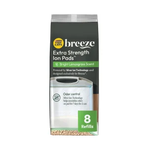 Purina® Tidy Cats™ Breeze Extra Strength Ion Cat Litter Pads, Lemongrass Scent Refill Pack- 8 Ct