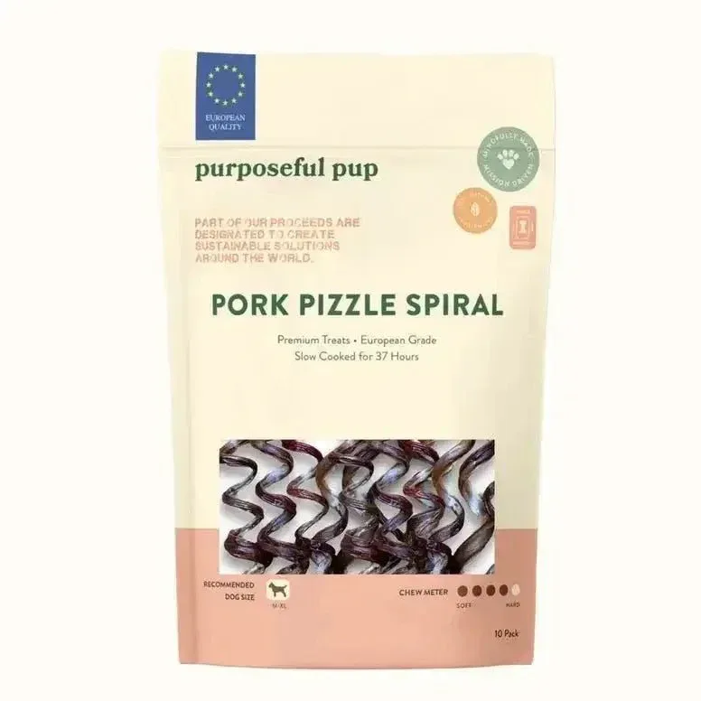 Purposeful Pup Treats Pork Pizzle Spiral Dog Treats 10 Pk