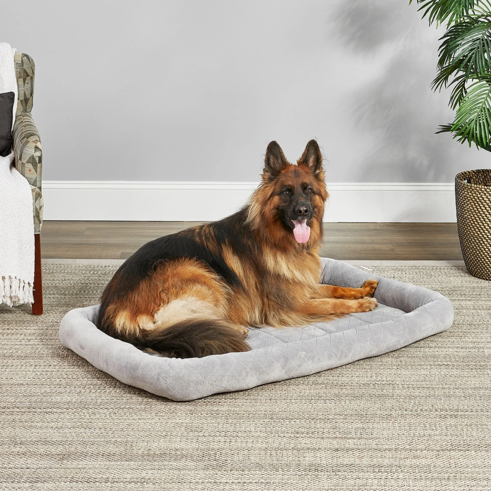 QuietTime Deluxe Diamond Stitch Pet Dog Bed Gray 48in - Image 2
