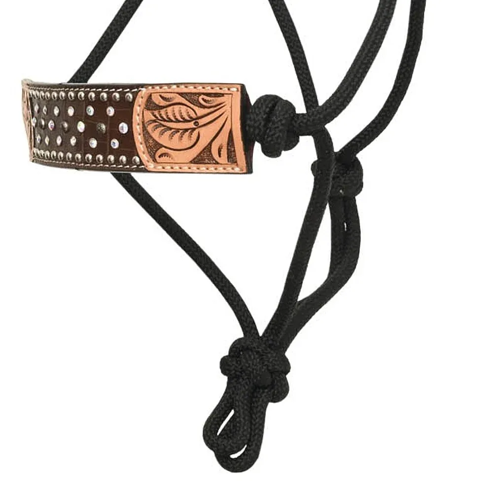 Rafter T Ranch Company Brown Gator Crystal Rope Halter - Image 2