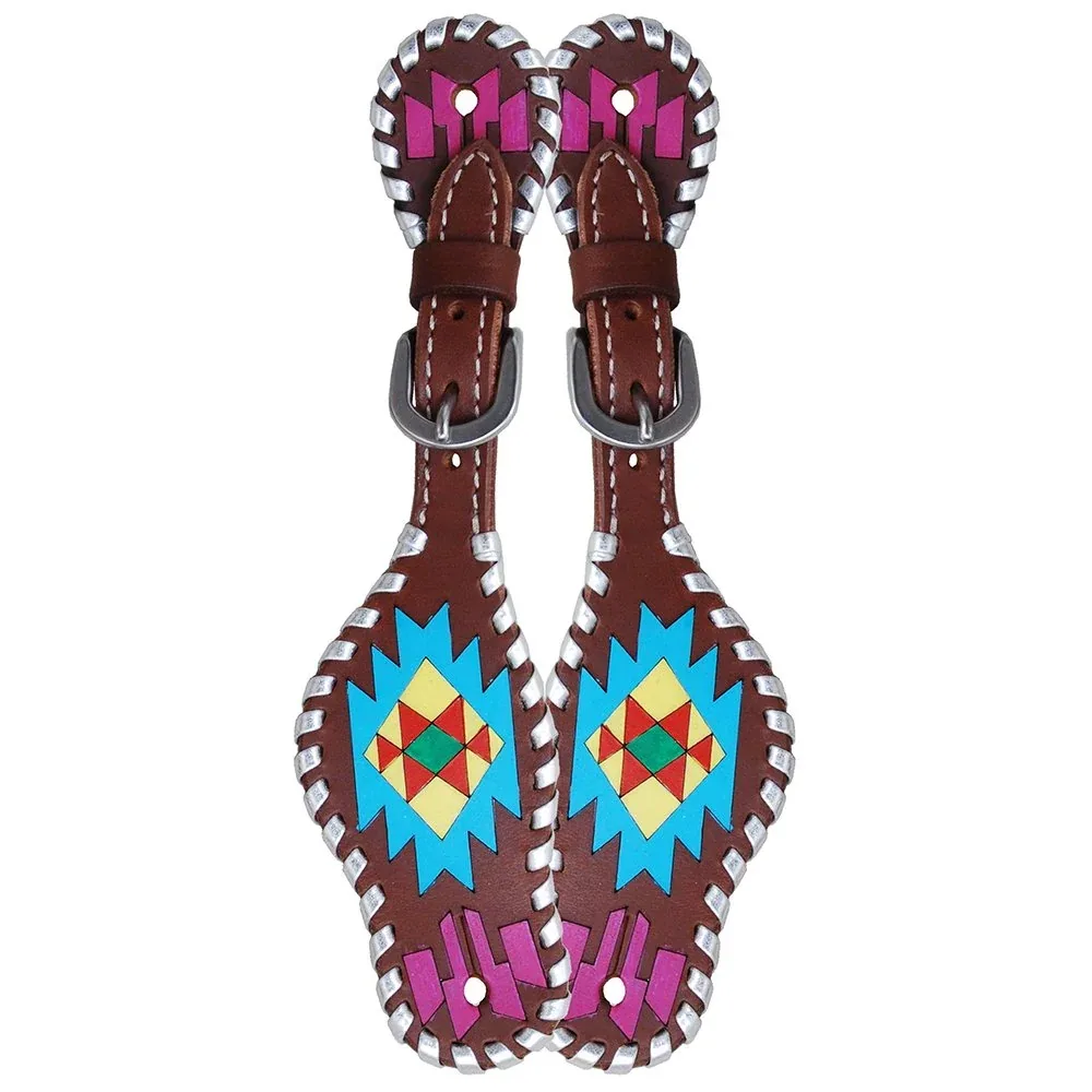 Rafter T Ranch Company Painted Aztec Youth Spur Straps - Image 2