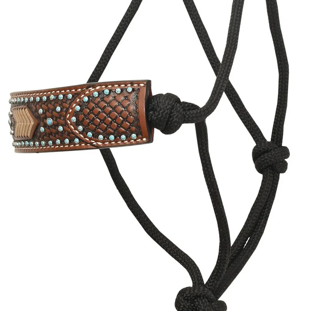 Rafter T Ranch Company Turquoise Stone Basket Stamp Rope Halter - Image 2