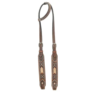 Rafter T Ranch Company Turquoise Stone Basket Stamp Single Ear Headstall