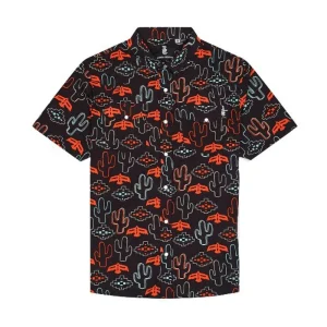 Raised by Coyotes Mens Desert Cactus Nights Short Sleeve Pearl Snap Shirt
