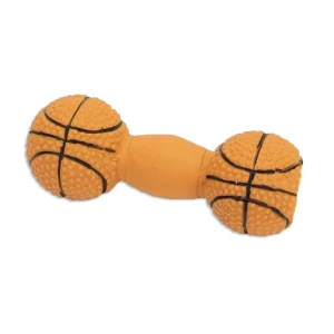 Rascals Latex Dog Toy Basketball Dumbbell, Brown, 4 in
