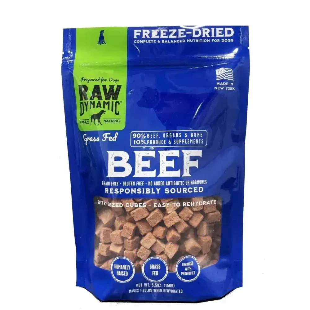 Raw Freeze-Dried Beef Dog Food - Raw Dynamic Grass-Fed Beef Recipe for Optimal Dog Nutrition