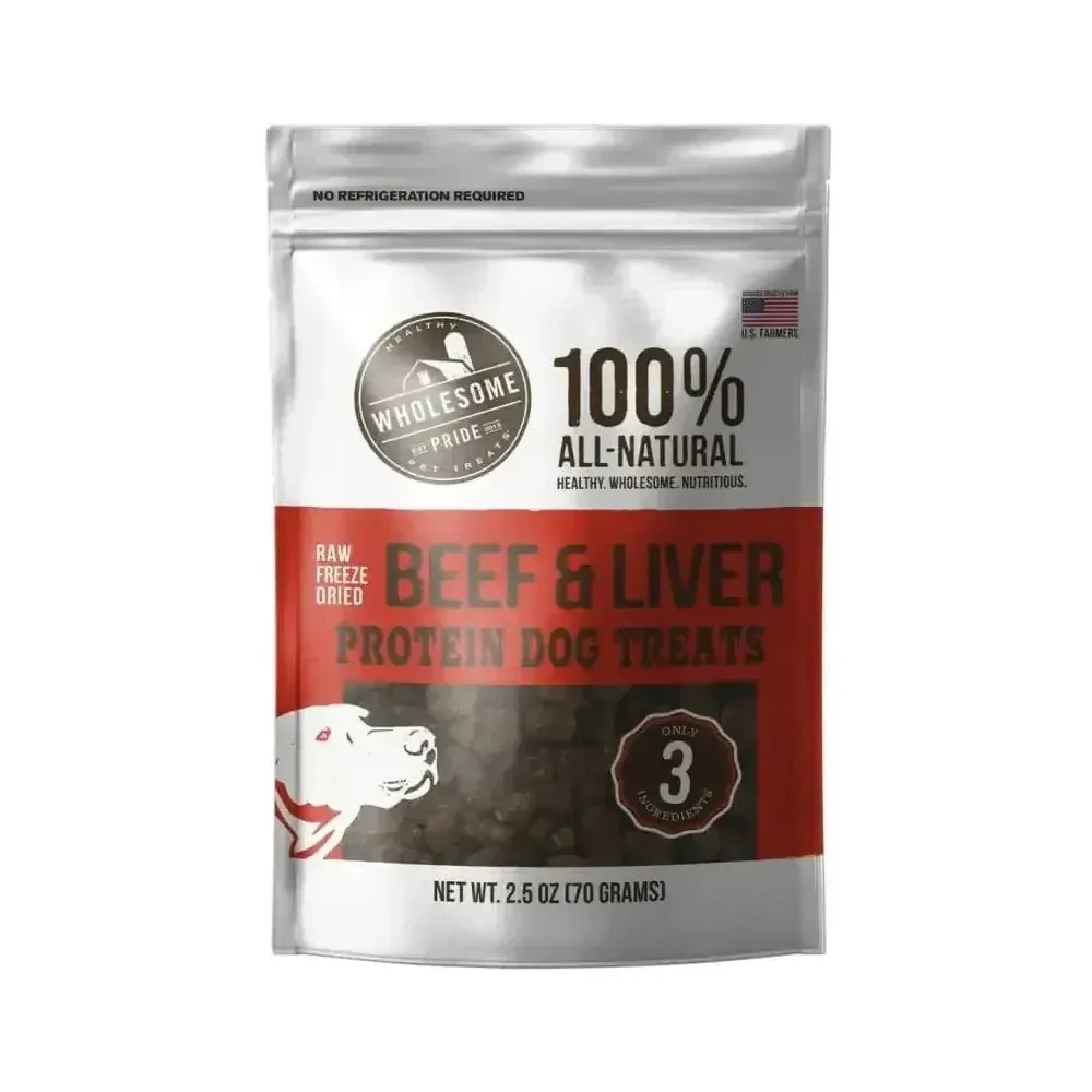 Raw Freeze Dried Beef & Liver Dog Treats, Red, 2.5 Oz