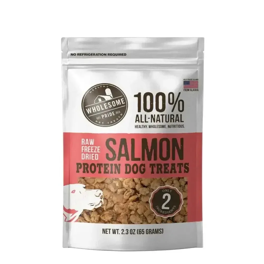 Raw Freeze Dried Salmon Dog Treats, Pink, 2.3 Oz