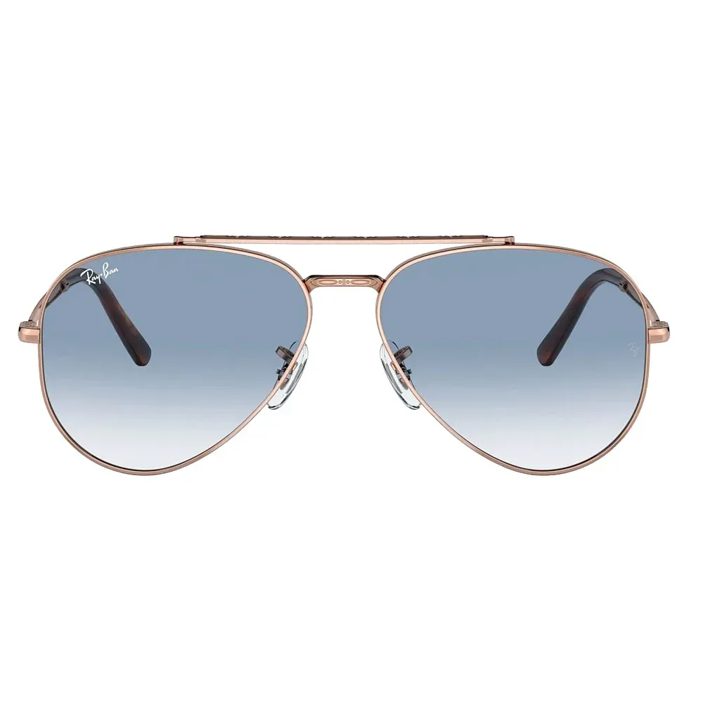 Ray-Ban Rose Gold & Clear Blue Aviator Sunglasses - Image 2