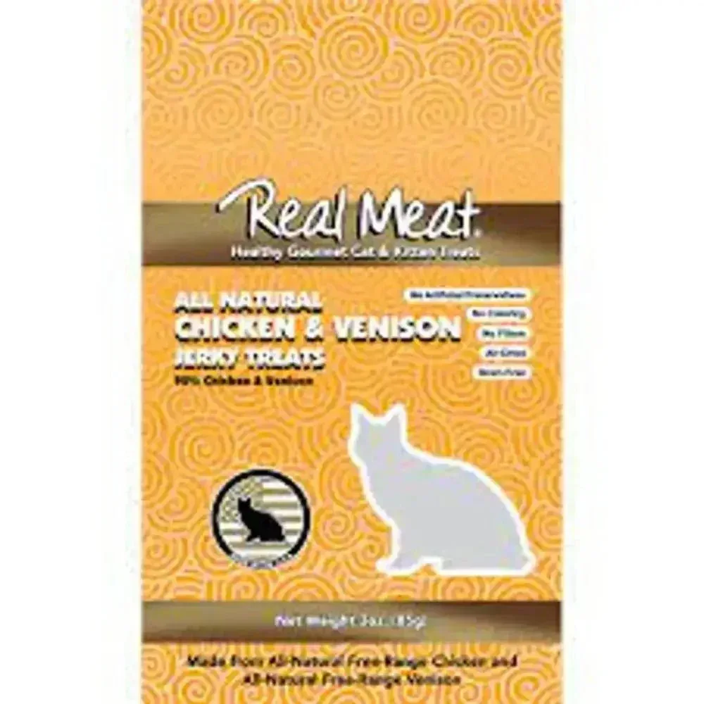 Real Meat Chicken and Venison Jerky Cat Treats 3oz