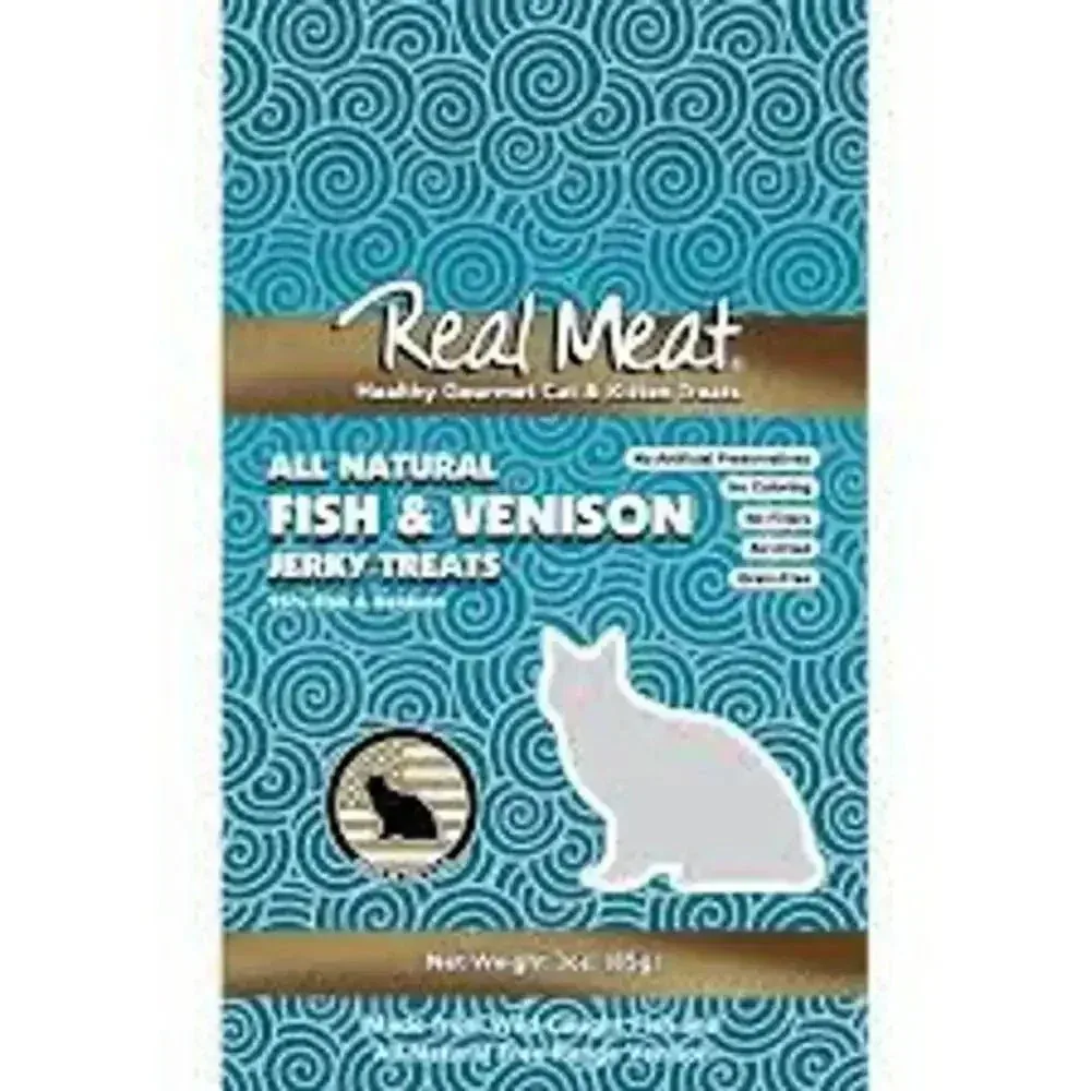 Real Meat Fish & Venison Jerky Cat Treats 3oz