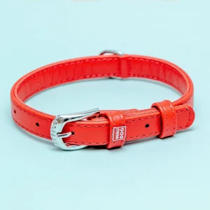 Really Red Leather Dog Collar <>