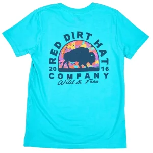 Red Dirt Hat Company Boy's Teal Wild & Free Tee Shirt