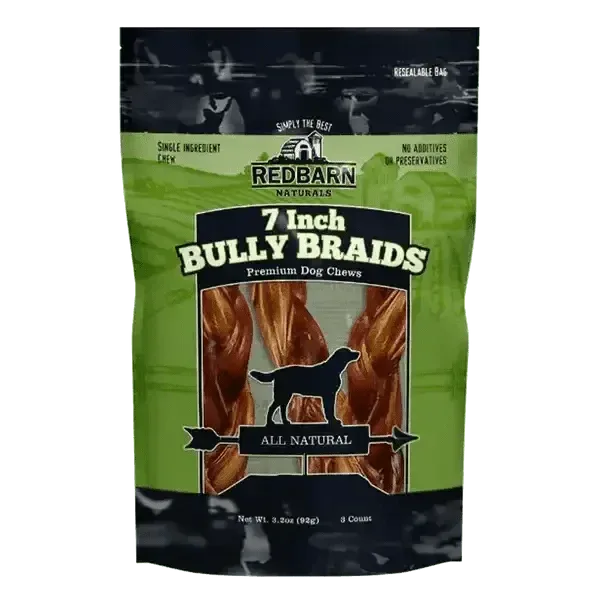 Redbarn Braided Bully Sticks 7" Dog Treats 3 Pack