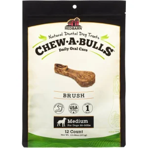 Redbarn Chew-A-Bulls Brush Dog Dental Treat Medium 12pk