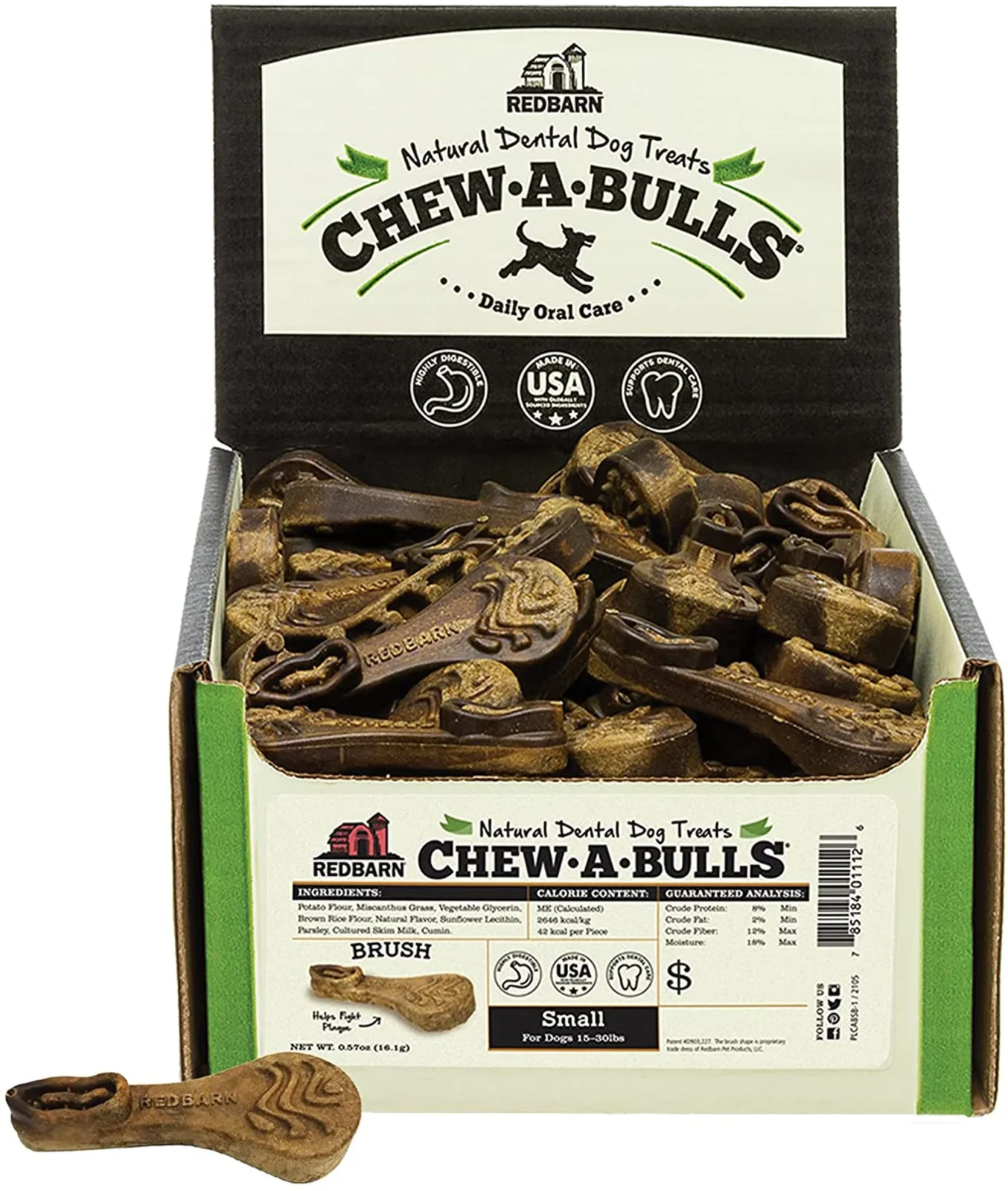 Redbarn Chew-A-Bulls Brush Dog Dental Treat Small 24pk