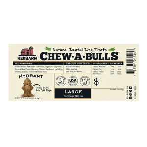 Redbarn Chew-A-Bulls Hydrant Dental Dog Treats, Large, 6-Pack