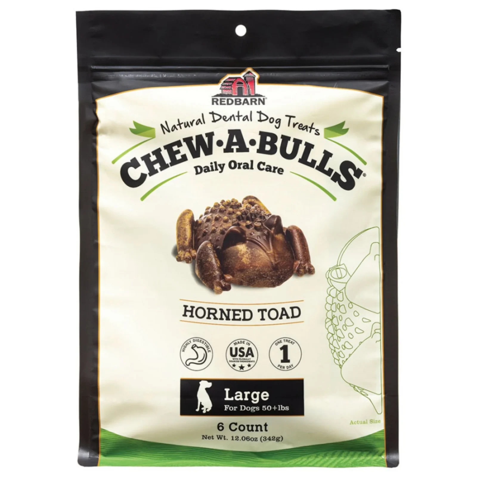 Redbarn Chew-A-Bulls Toad Large 6pk