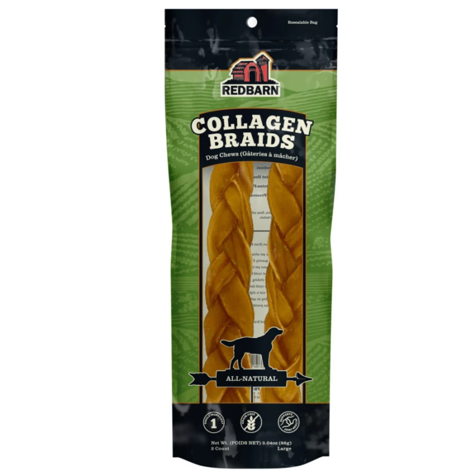 Redbarn Collagen Braid Dog Treat Large 2pk
