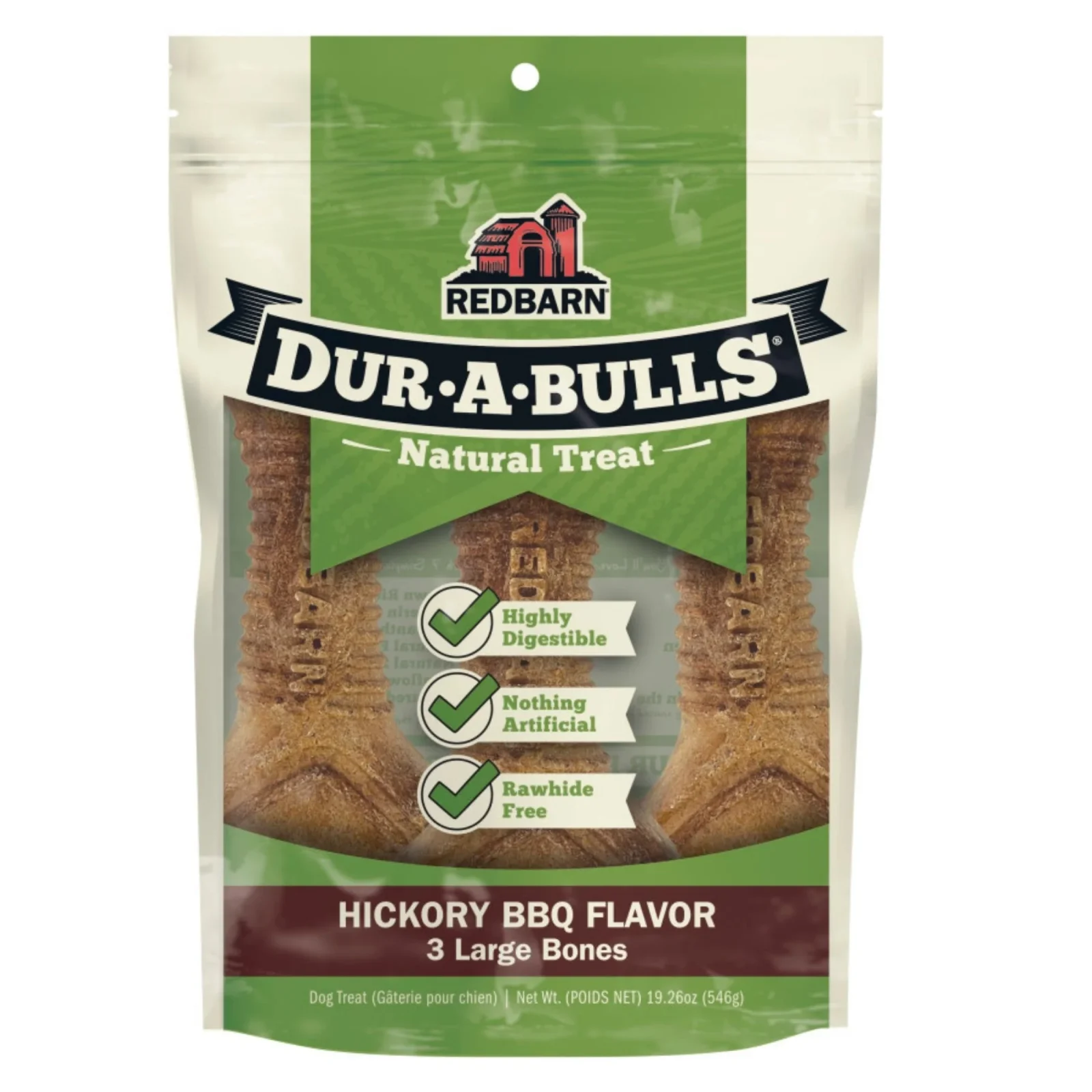 Redbarn Dur-A-Bulls Braid Hikory BBQ 3pk