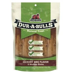 Redbarn Dur-A-Bulls Stick Hickory BBQ Medium 5pk