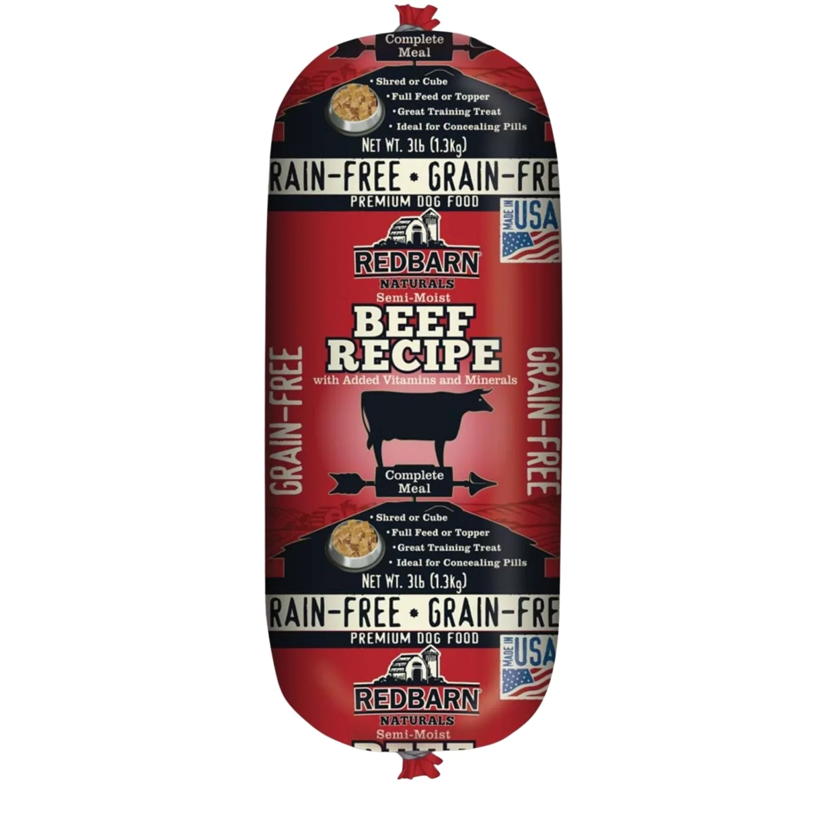 Redbarn Pet Products Grain-Free Dog Food Roll Beef 3 lb