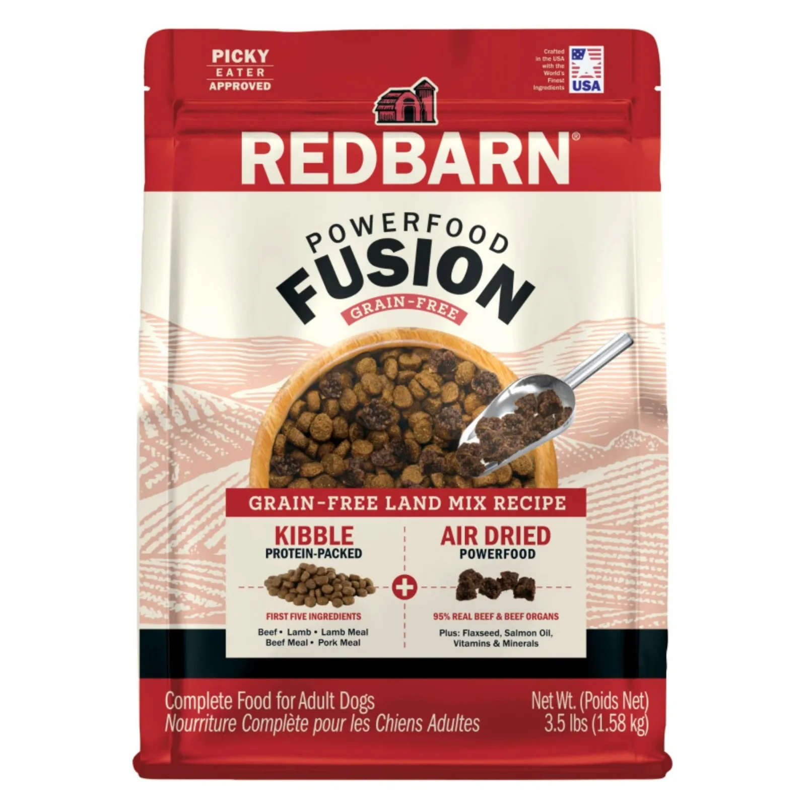 Redbarn Pet Products Powerfood Fusion Grain-Free Dry Dog Food Land Mix Beef, 3.5 lb