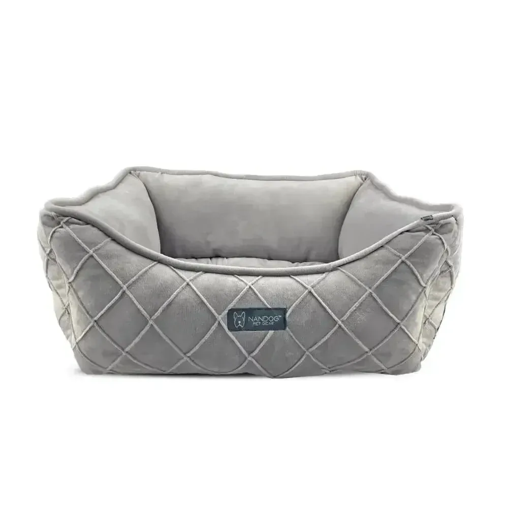 Reversible Quilted Pet Bed - Light Gray