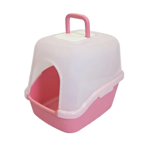 Richell Paw Trax Enclosed Hooded Cat Litter Box With Built-In Handle & Removable Hood