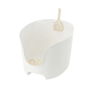 Richell® PAW TRAX Open-Top High Wall Cat Litter Box W/ Anti-Tracking Gate Step, Scoop Included