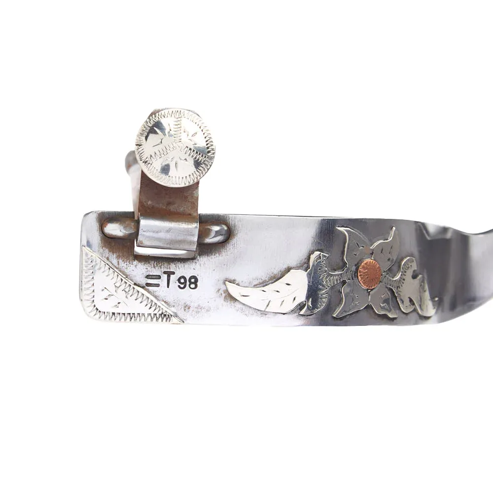 Ricky Trammell Silver Floral Engraved All Around Spurs - Image 2