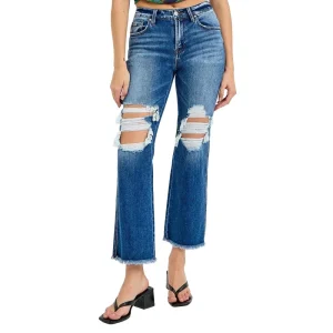 Risen Jeans Dark Mid Rise Crop Jeans