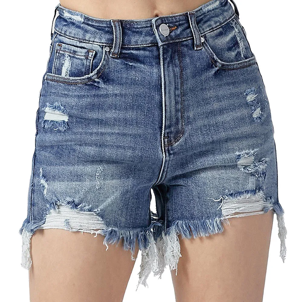 Risen Jeans Womens Medium Wash Distressed Shorts - Image 2