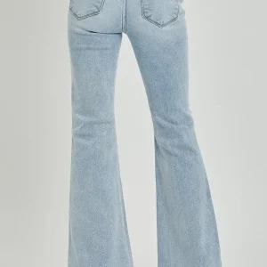 Risen Jeans Womens Mid Rise Button Down Flare Jean