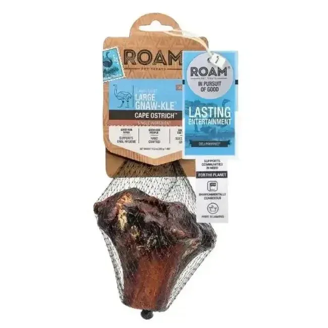 Roam Pet Treats Gnaw-Kle Ostrich Knuckle Dog Chew