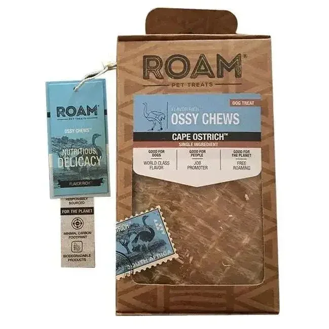 Roam Pet Treats Long Lasting Ossy Chews Ostrich Chews for Dogs 3oz