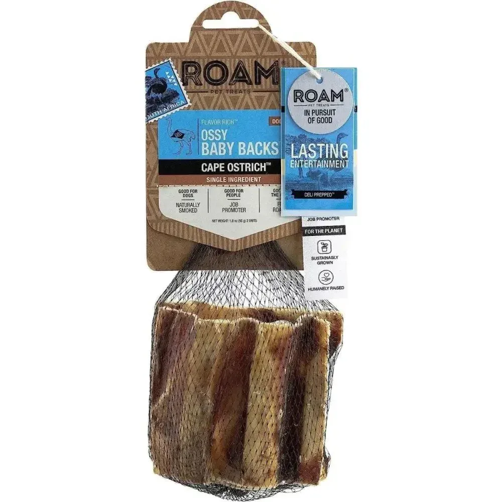 Roam Pet Treats Ossy Baby Back Rib Ostrich Dog Chew