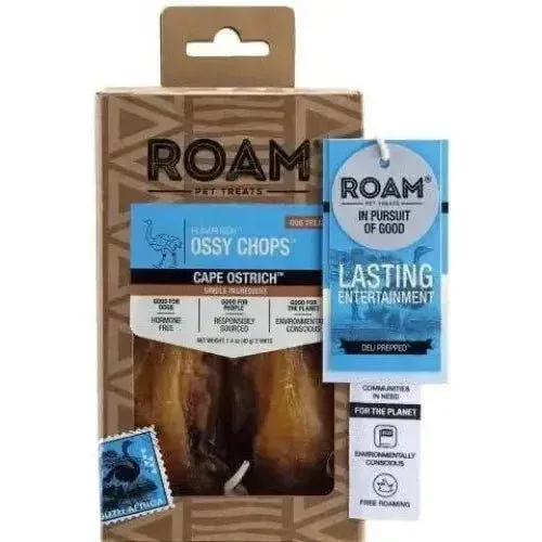 Roam Pet Treats Ossy Chops Ostrich Dog Chew