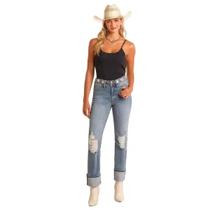 Rock & Roll Denim and Mid Rise Distressed Bootcut Jeans