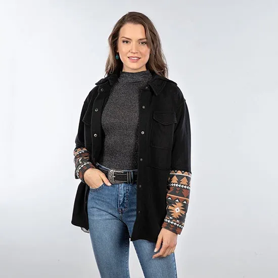 Rock & Roll Denim Black Aztec Shacket - Image 2